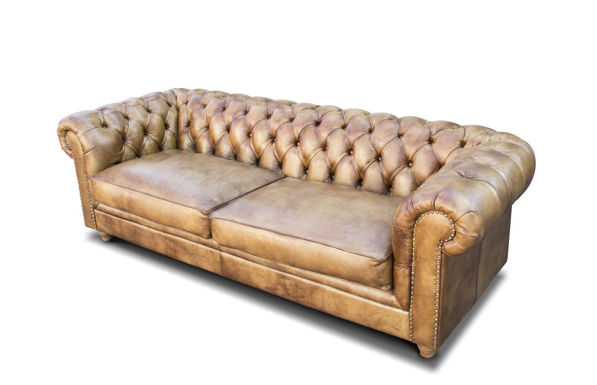 Canapea chesterfield din piele naturala ✔ model Long