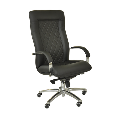Scaun ergonomic piele NEAGRA | model DONALD P